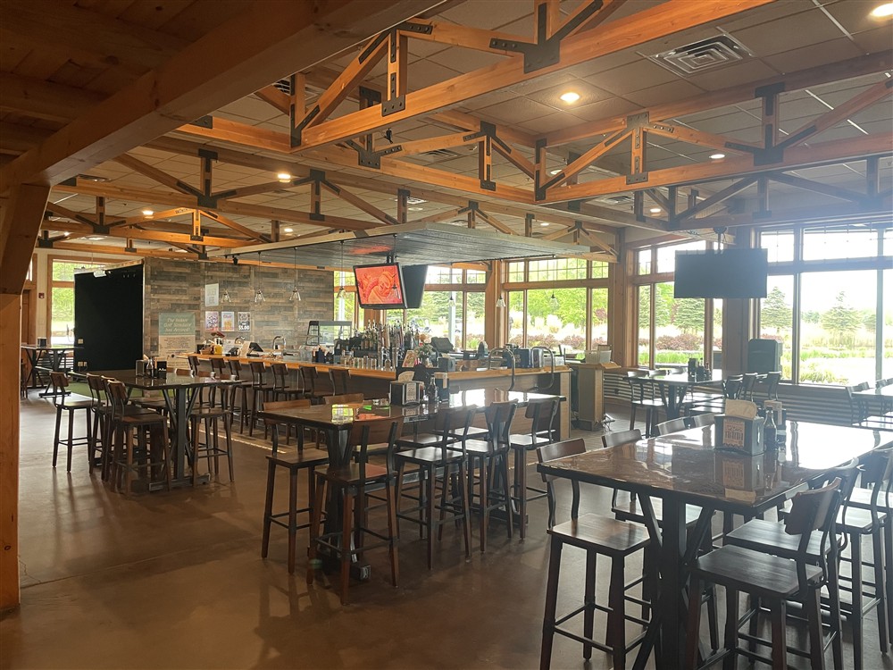 Interior seating at Bunker's Burger and BBQ at Solitude Links